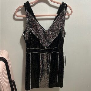 B Darlin Black and Silver Sequin Mini Dress
